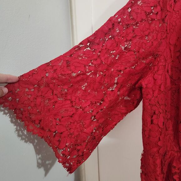Lane Bryant Red Scallop Edge Fit And Flare Lined Lace Overlay Dress Size 18 - Picture 2 of 8